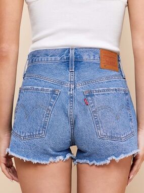 Levi's Light Blue High-Rise Denim Cutoff 501 Shorts